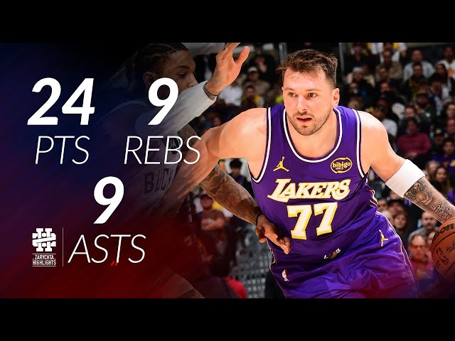 Luka Doncic 24 pts 9 rebs 9 asts vs Bucks 25/26 season