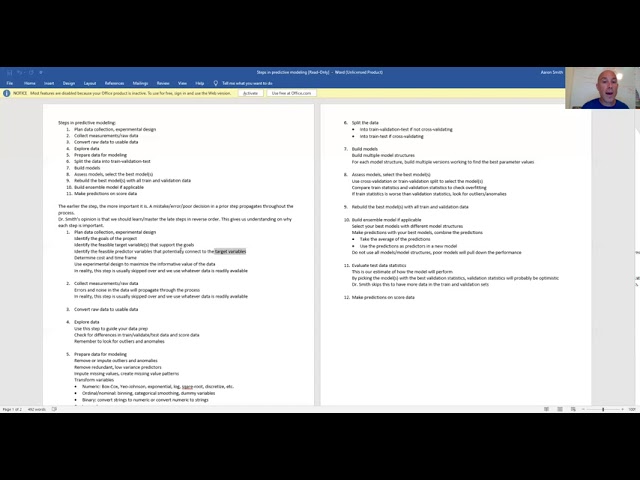Steps in predictive modeling