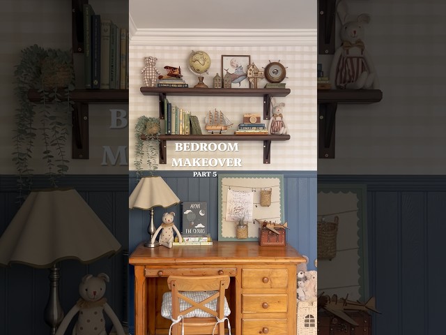 Bedroom makeover with time stamps 🤭 #kidsbedroom #wallpanelling #wallpapering #diyhomedecor