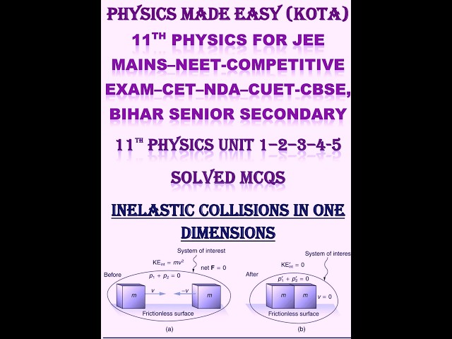 Part-I 11th physics unit 1,2,3,4,5 solved mcq; inelastic collisions one dimensions; relative motion;
