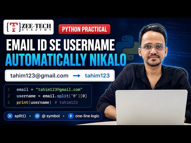 Generate Username from Email in Python | split() Function Practical