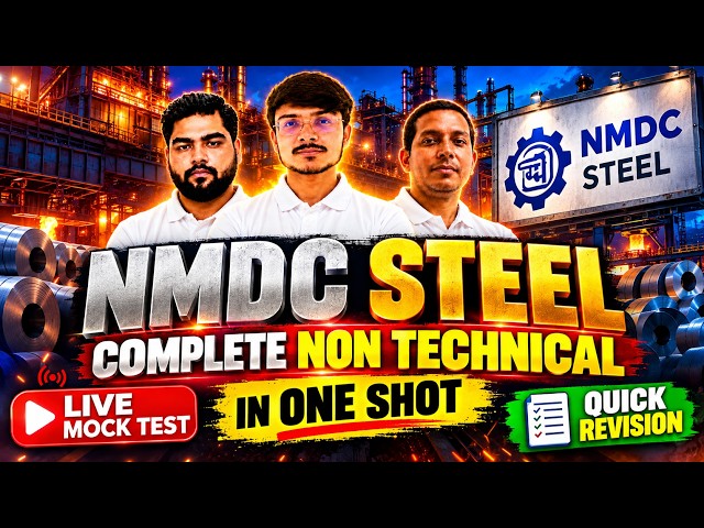 NMDC Steel Exam 2026 | Live Mock Test | Complete Revision | One Shot