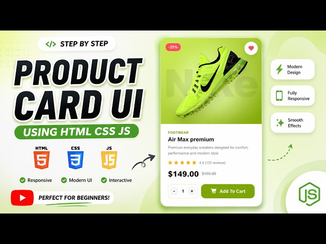 🔥 Build a Stunning Product Card UI with HTML CSS & JavaScript | Step-by-Step