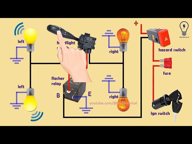 Indicator wiring diagram | how to connection indicator flasher | clignotants voiture