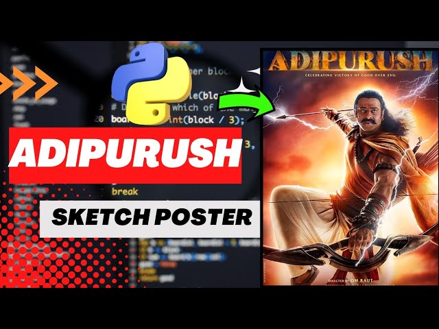 Adipurush Sketch Poster Using Python Sketchpy Import Code