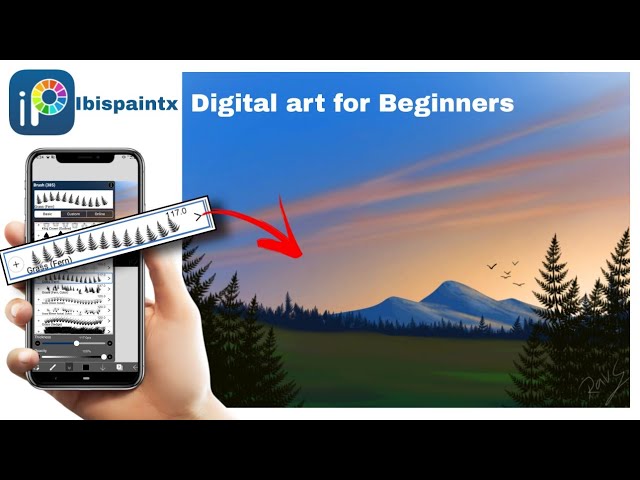 Ibispaintx Easy Tutorial for beginners- how to draw beautiful landscape | digital art on phone