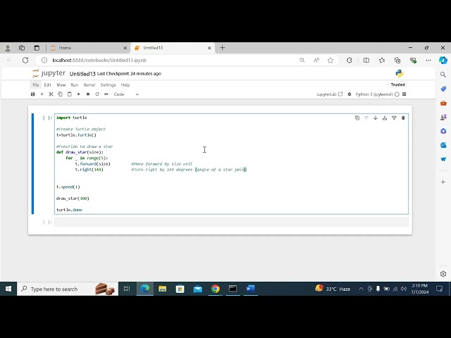 Drawing a star using python turtle