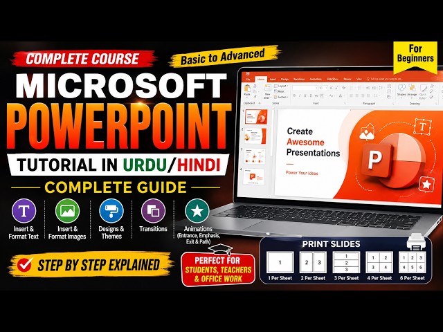 Microsoft PowerPoint Complete Course for Beginners | PowerPoint Tutorial in Urdu/Hindi