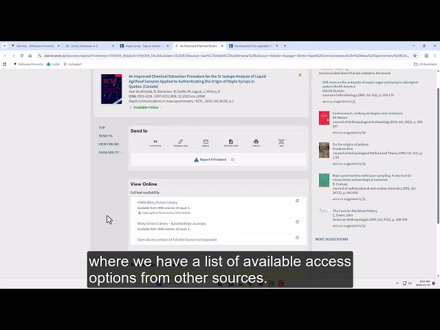 Accessing full text from a library database