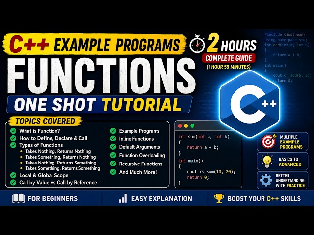 C++ Functions Tutorial with Example Programs | Complete One Shot Guide