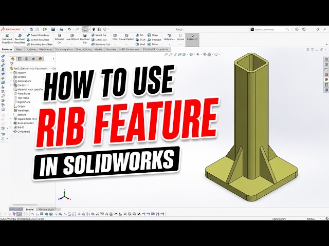 How to Use Rib Feature in SOLIDWORKS | Complete Tutorial for Beginners Step by Step