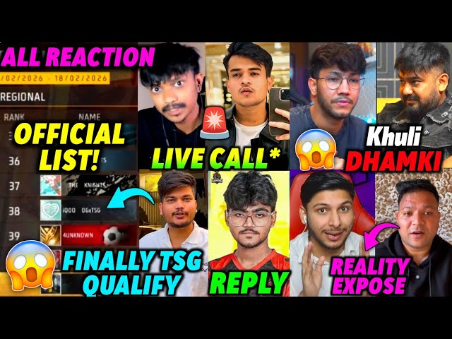 FINALLY TSG Qualify 🔥 - All Reactions, FFMIC OFFICIAL LIST, Rocky Bhai khuli Dhamki😡, TSG Live Call