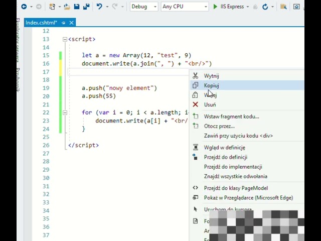 33. Javascript w ASP.NET - Tablica i pusz(), filter(), reduce()