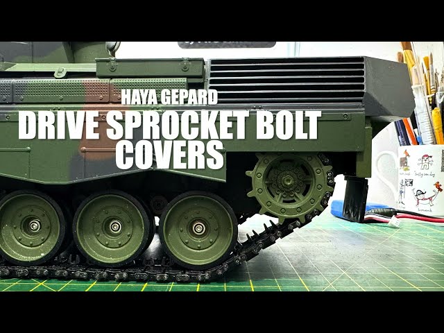 CUSTOMISING THE HAYA 1/16th GEPARD DRIVE SPROCKET BOLT COVERS TUTORIAL #rctank #howto #model