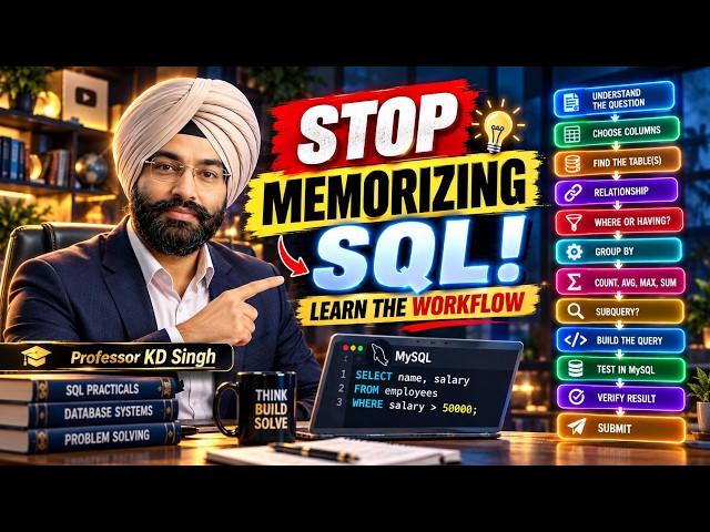 SQL Problem-Solving Workflow for Beginners by Professor KD Singh in Hindi