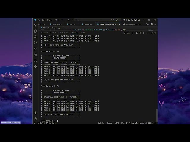Basic Programming Project: PYTHON BASED INDEPENDENT CINEMA TICKET ORDERING