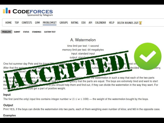 Codeforces P1 : My first problem (Watermelon 4A )  with C programming language