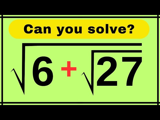 Germany | A Very Nice Square Root Algebra Math Problem 