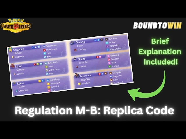 Pokémon Champions: Regulation M-B Replica Code + Explanation (Final Team Updates)