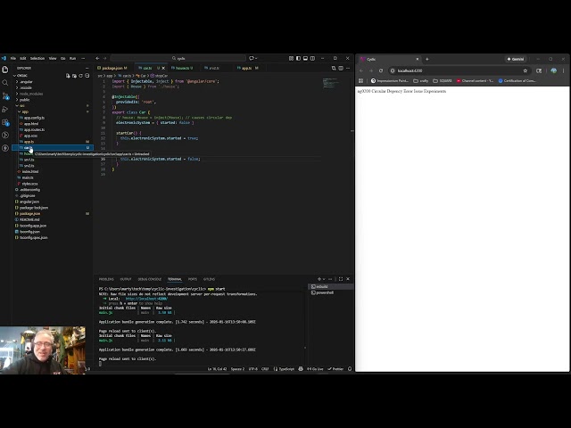 367 - ThreeJS and Angular Space And Time Application: ng0200 circular dependency