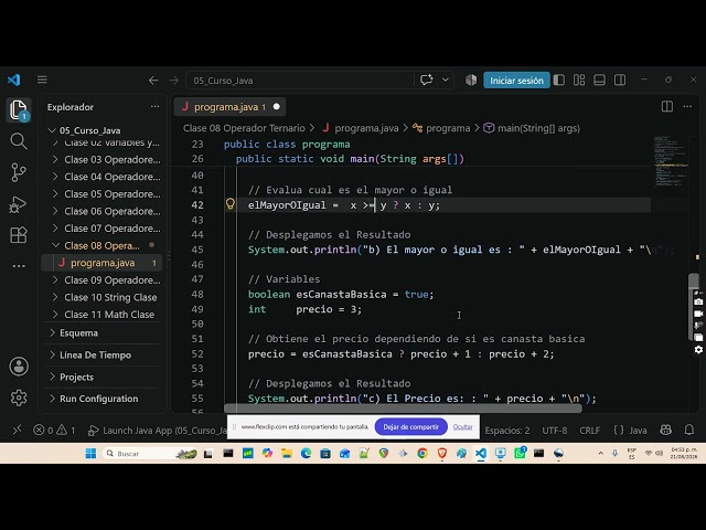 Class 08 Ternary Operator JAVA Course