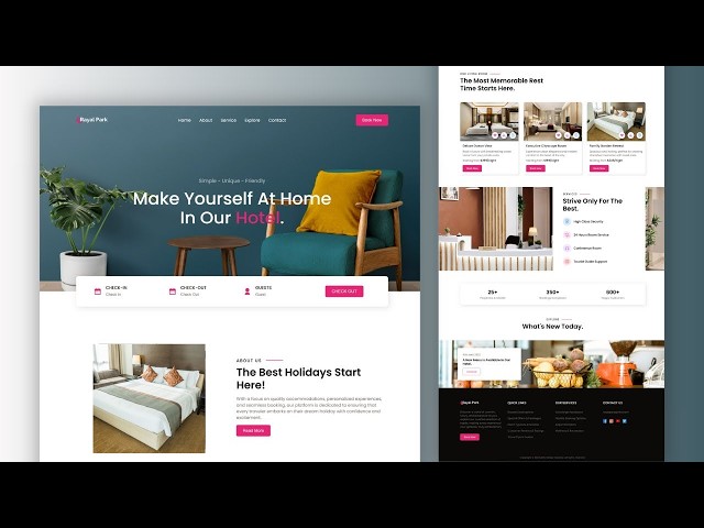 Modern Hotel Website Using HTML CSS JavaScript ✨ (Free Download)
