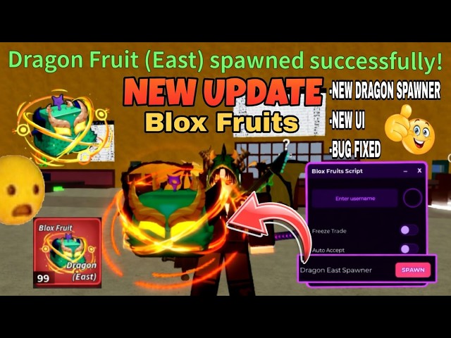 (NEW) Dragon East Spawner UPDATE 🐲💀 + Freeze Trade | Auto Accept - Blox Fruits Scripts | NO KEY ‼️