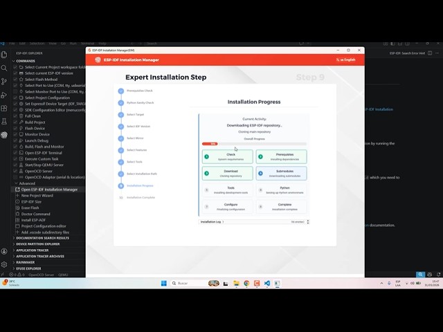 How to install ESP-IDF in Visual Studio Code.