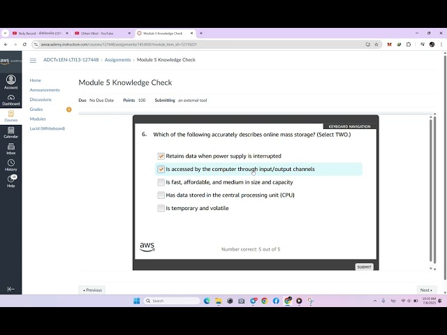 Module 5 Knowledge Check | Memory | AWS Academy Data Center Technician [127448]