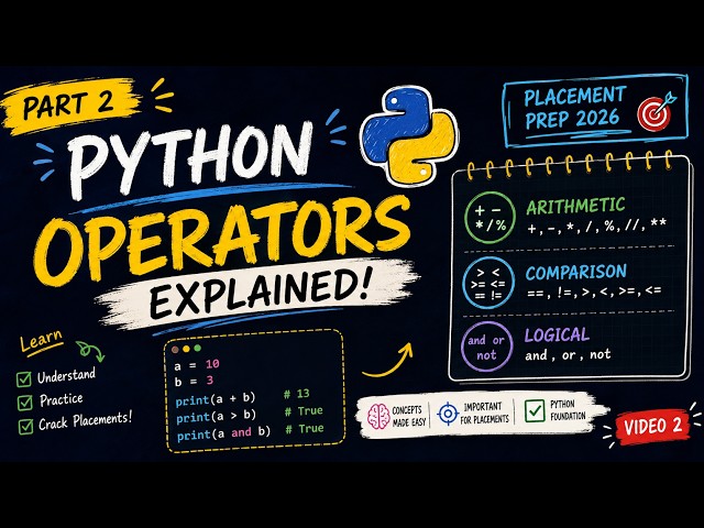 Python Operators Explained #2 | Arithmetic, Comparison, Logical | Placement Prep 2026 🐍
