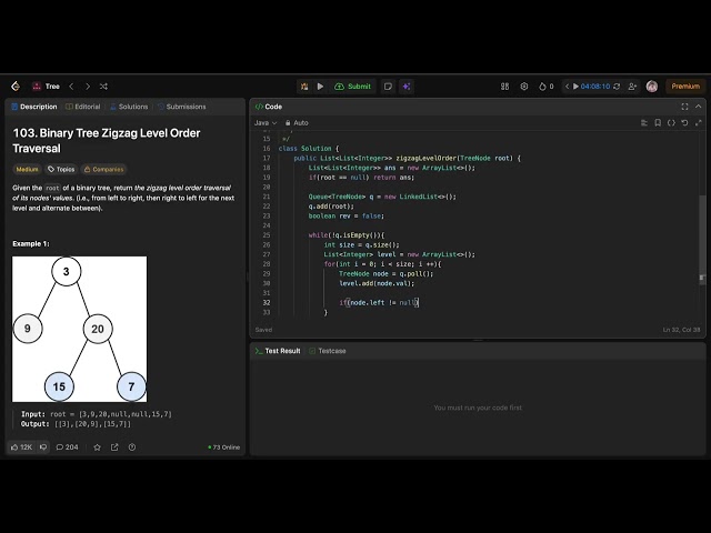 L103  Zig Zag or Spiral Traversal in Binary Tree   Java