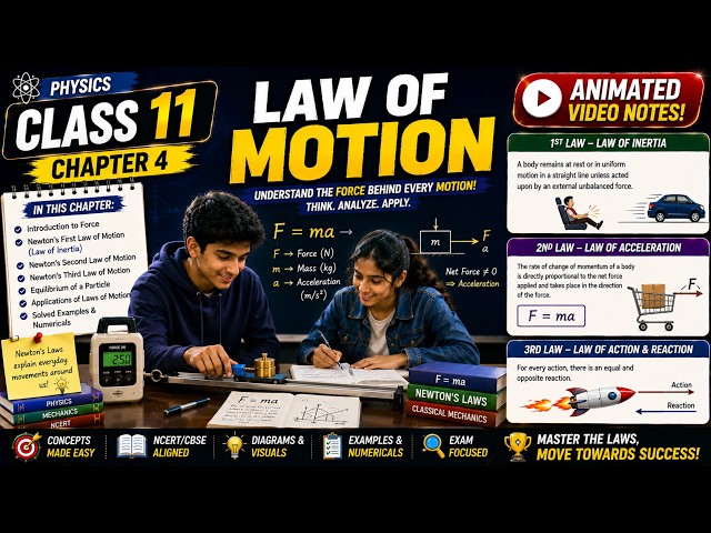 Laws of Motion | Class 11 Physics Chapter 4 | ⚡ NEWTON'S LAWS OF MOTION — MADE SUPER EASY! 🚀 F = MA!