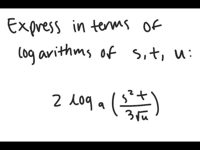 Logarithms: Express in terms of simpler logarithms: 2 log_9 ( s^2 t / 3√u )