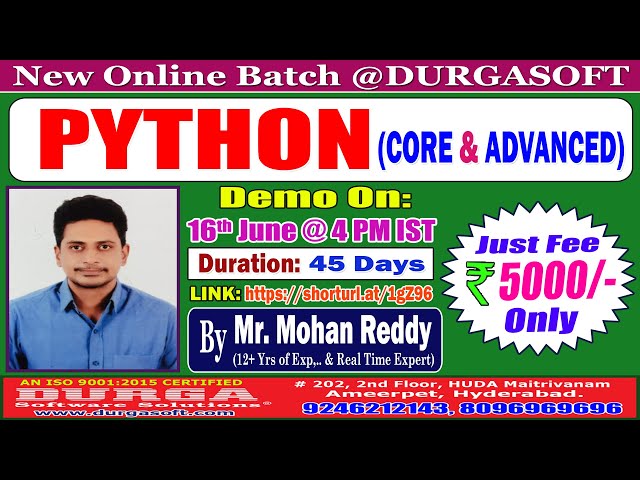 PYTHON (CORE & ADVANCED) Online Training @ DURGASOFT