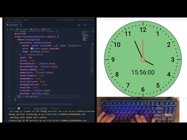 ASMR Programming - coding Analog Clock with  Flutter- No Talking