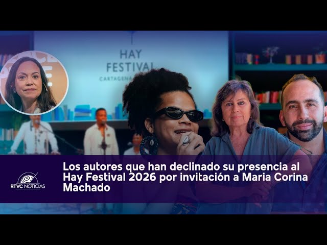 The authors who are cancelling their participation in the Hay Festival due to the presence of Mar...