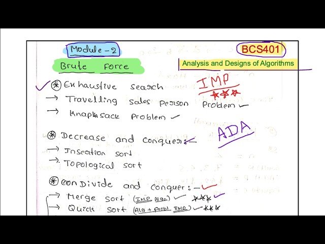 ADA Module 2 BCS401 | Important Concepts & Overview | Analysis & Design of Algorithms #bcs401 #vtu