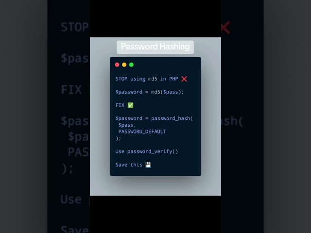 Password Hashing #coding #programminglanguage #phpdevelopment #ai #chatgpt