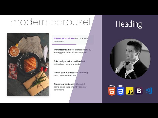 Build a Modern Image Slider [ Carousel ] using HTML CSS Bootstrap and { JavaScript }