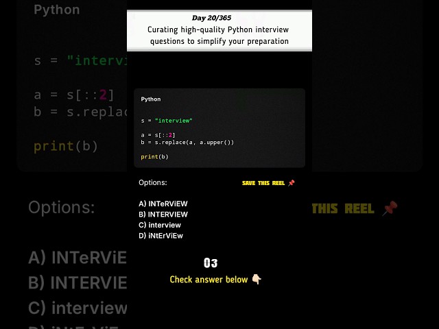 Python Interview Question | Daily Coding Quiz | Shorts ( Day 20 - Video 1 )