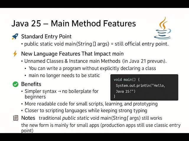 #06 || Java 25 Features 01 || main method info || Srikanth Java || Java Interview Questions