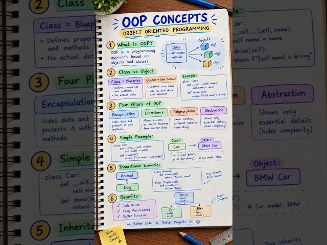 OOP Concepts Explained Simply! 💻 | Object-Oriented Programming