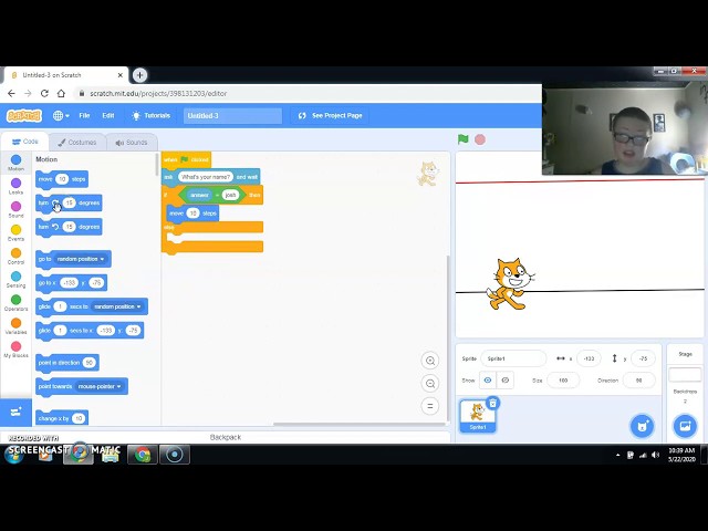 Scratch simple coding #2 (controls, sensing,and operations)