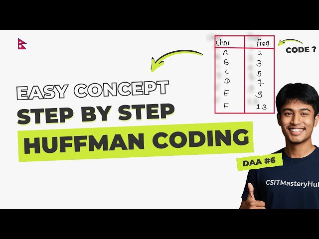 Huffman Coding (Greedy) | Data Compression | Concept + Example | DAA