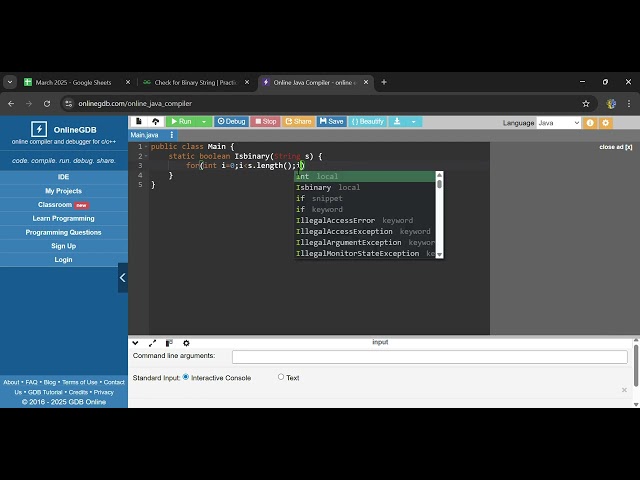 Check for Binary String   : Java problem solving