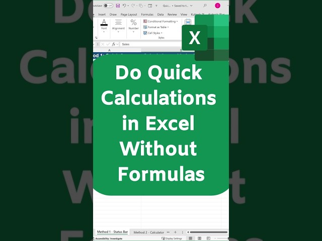 How to Do Quick Calculations in Excel Without Formulas | Status Bar, Calculator & Kutools