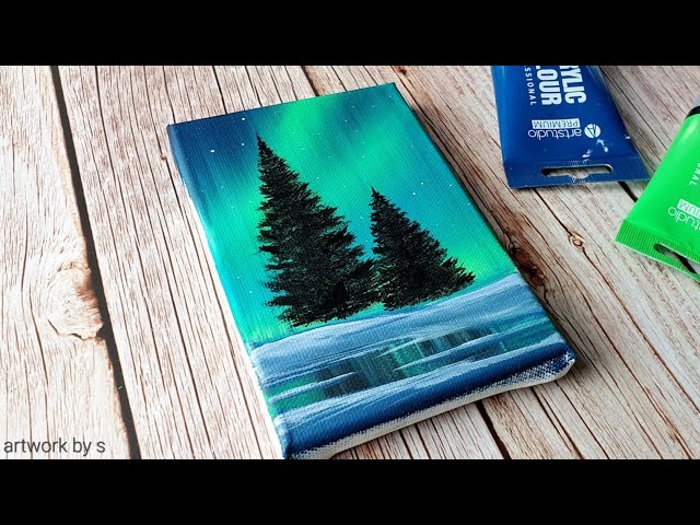 easiest northern lights painting on canvas / acrylic painting for beginners ✨️