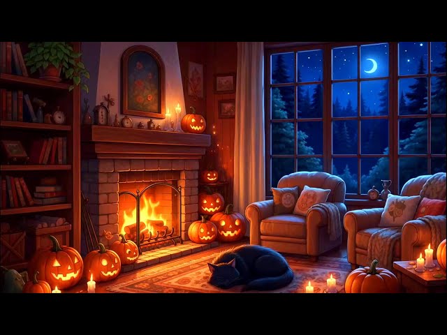 Fireplace Crackling Winter ❄️🔥 Cozy Night Snow Cabin