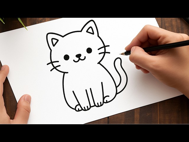 Draw a CUTE Cat! 🐈 EASY Step-by-Step Cat Drawing Tutorial for Beginners