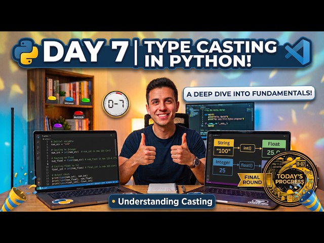 Day 07 - Type Casting in python #pythonforbeginners